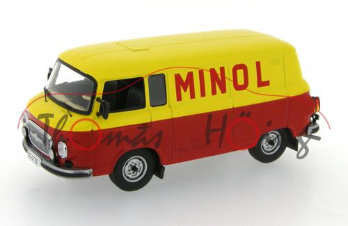 Barkas B 1000 Kastenwagen, Baujahr 1960, Modell 1957-1989, zinkgelb/verkehrsrot, MINOL, IST Models, 