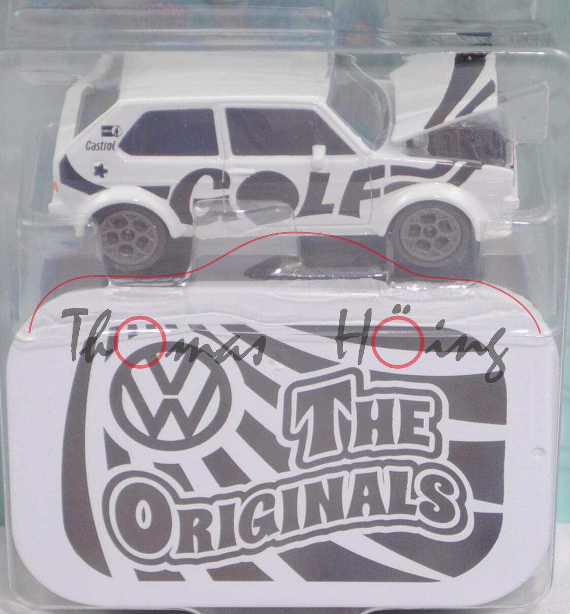 VW Golf I GTI (Typ 17, Mod. 76-78) Rallye Gruppe 2 im Zebra-Look, reinweiß, majorette, 1:52, Blister