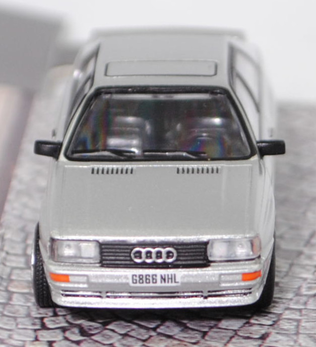 Audi quattro (B2, Typ 85Q, Facelift 2, Modell 1985-1987), silbermetalic (diamantsilbermetallic, L97A), Schuco und Tarmac Works by Minimax, 1:64, mb (Limited)