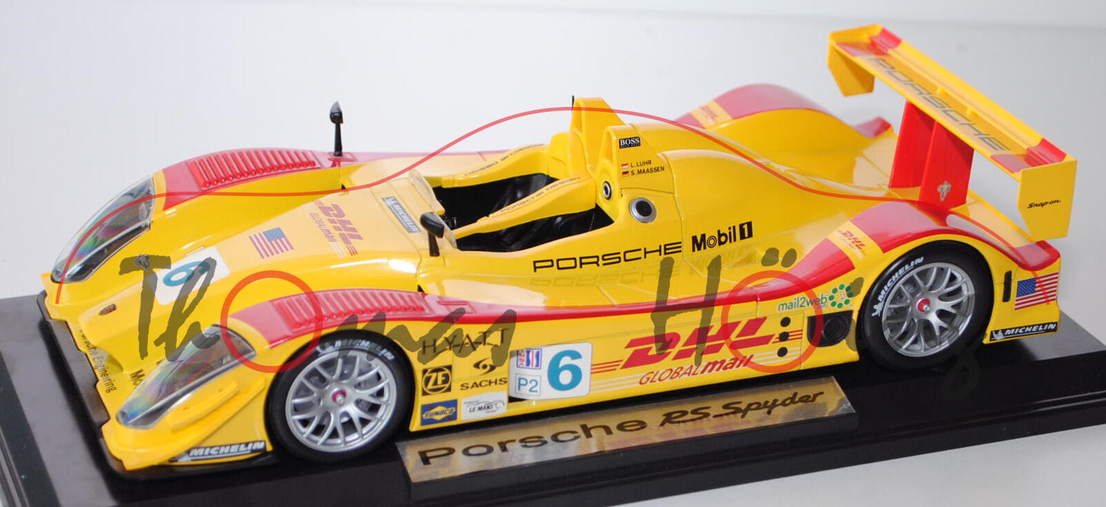 Porsche RS Spyder (Typ 9R6), Modell 2005-2008, kadmiumgelb/verkehrsrot, ALMS Saison 2006 (1. Platz),