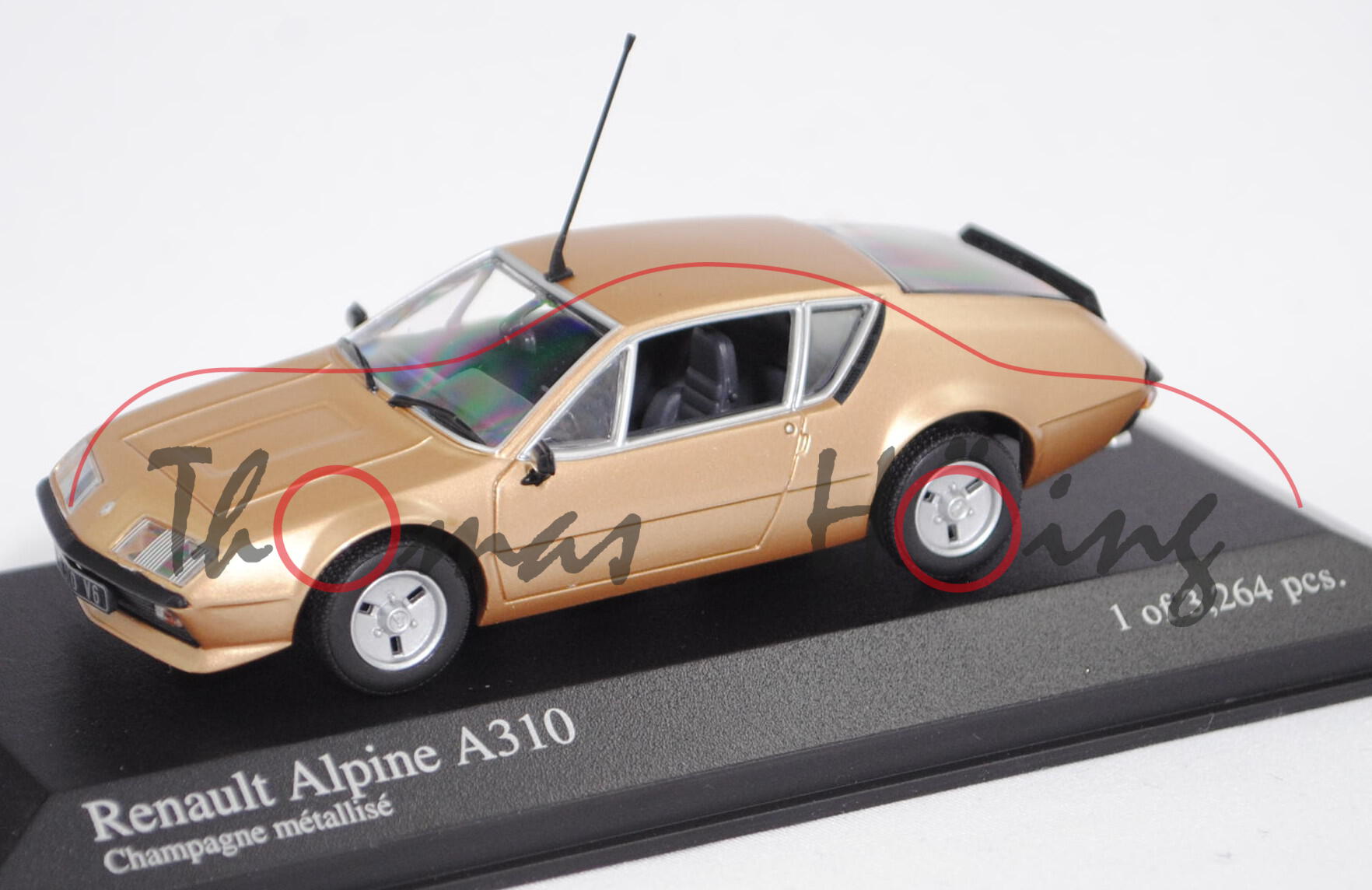 Renault Alpine A310 V6 (Modell 1976-1980), champagne métallisé, Minichamps, 1:43, PC-Box