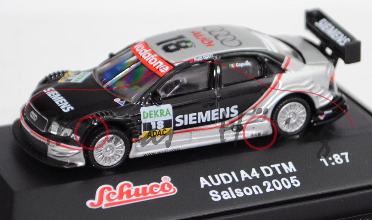 Audi A4 DTM 2004 (B6, Typ 8E2/R11), silber/schwarz, DTM 2005, Rinaldo Capello, Nr. 18, Schuco, 1:87