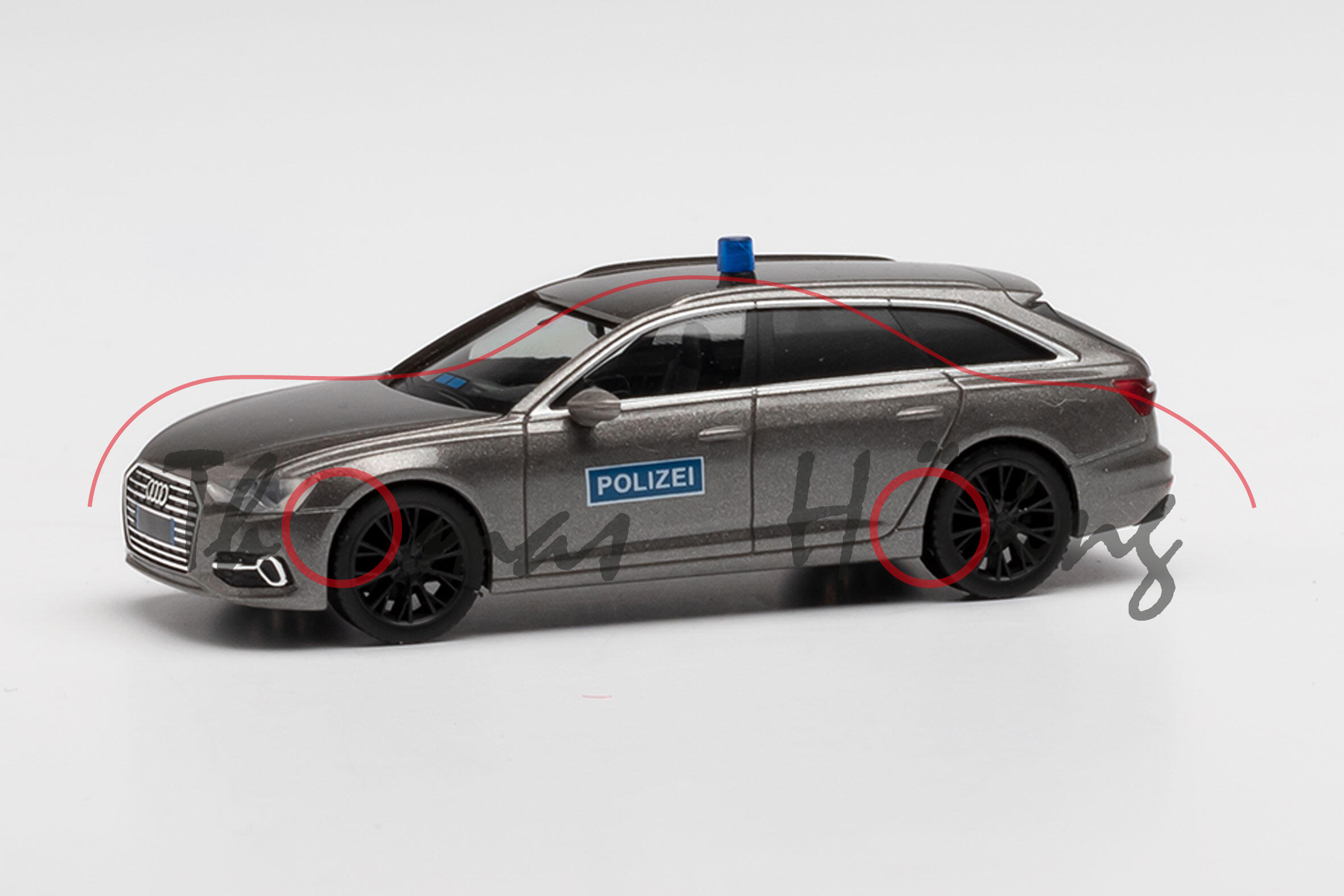 Audi A6 Avant (C8, Typ 4K / F2, Mod. 2018-) SEK, taifungrau metallic, POLIZEI, Herpa, 1:87, Werbebox