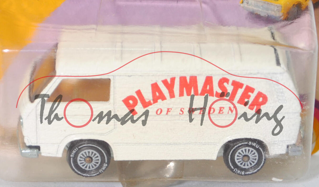 03005 S VW Transporter Kastenwagen (Typ 2 Transporter 3 (T3, Modell '80), Modell 1979-1982), reinweiß, PLAYMASTER / OF SWEDEN, R11, SIKU, 1:60, P23 (SWEDISH SPECIAL)