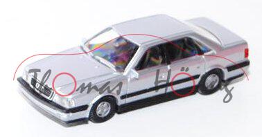 Audi V8 (D11, Typ 4C, Modell 1988-1994), silbermet., innen schwarz, kleine Felgen, Rietze, 1:87, mb