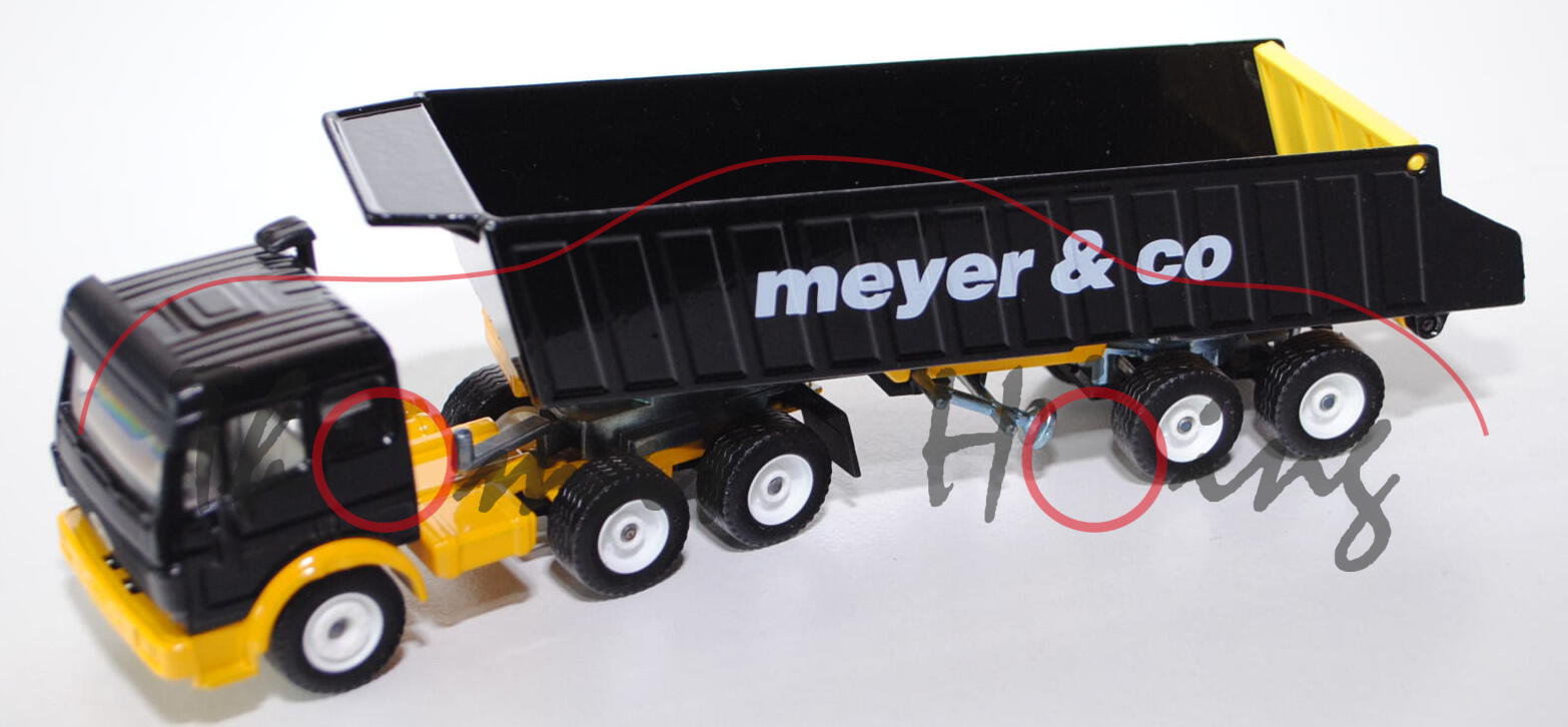 00006 Mercedes SK Sattelkipper, schwarz/signalgelb, meyer & co, LKW16, 1:55, L15