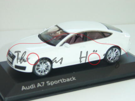 Audi A7 Sportback, Mj. 11, ibisweiß, Kyosho, 1:43, Werbeschachtel