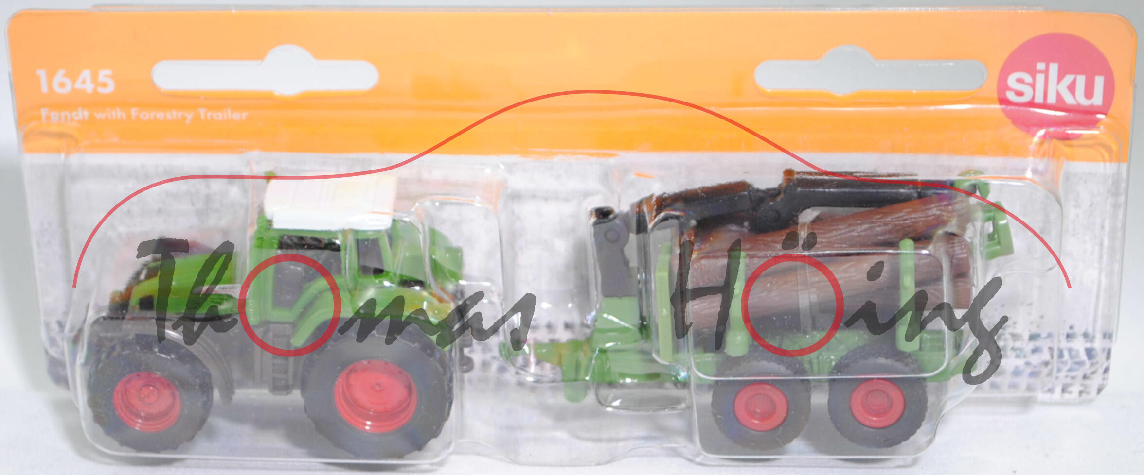 00004 Fendt Favorit 926 Vario (Modell 2000-2002) und Forstanhänger mit Zwei-Achs-Fahrgestell, hell-grasgrün/hell-umbragrau, SIKU SUPER, P29f