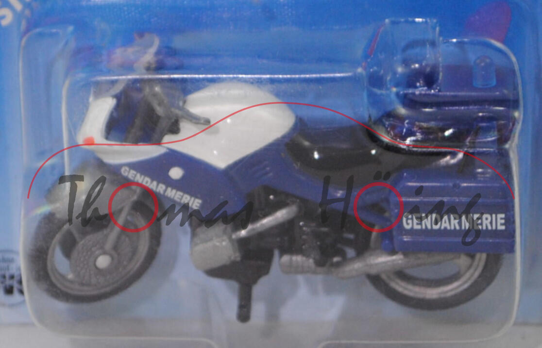 00100 F BMW R 1100 RS 93 (1. Generation, Modell 1993-2001) Polizei-Motorrad, cremeweiß/saphirblau, Gendarmerie, SIKU, 1:31, P28a