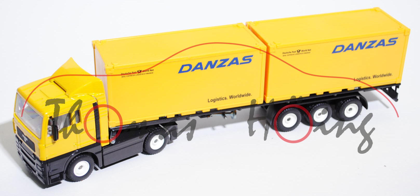 MAN TGA Container-LKW, kadmiumgelb/schwarz, DANZAS / Logistics. Worldwide., weiße LKW16, 1:55, L14n