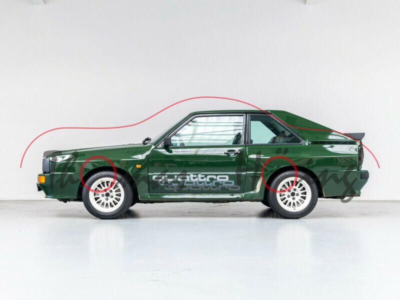 Audi sport quattro (Typ 85Q, Mod. 84-86), malachitgrün, quattro Decals auf Türen, Norev, 1:18, mb