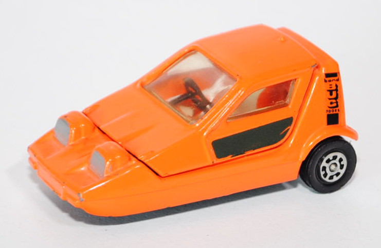 Reliant Bond Bug 700ES, hellrotorange, Kabine zu öffnen, CORGI TOYS, 1:43, Modell 1974, minimale Far