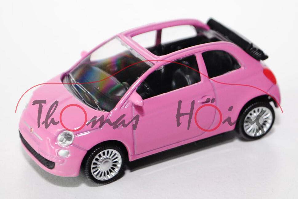 Fiat 500 C 2009, erikaviolett, Dach geöffnet, 1:50, Norev SHOWROOM, mb