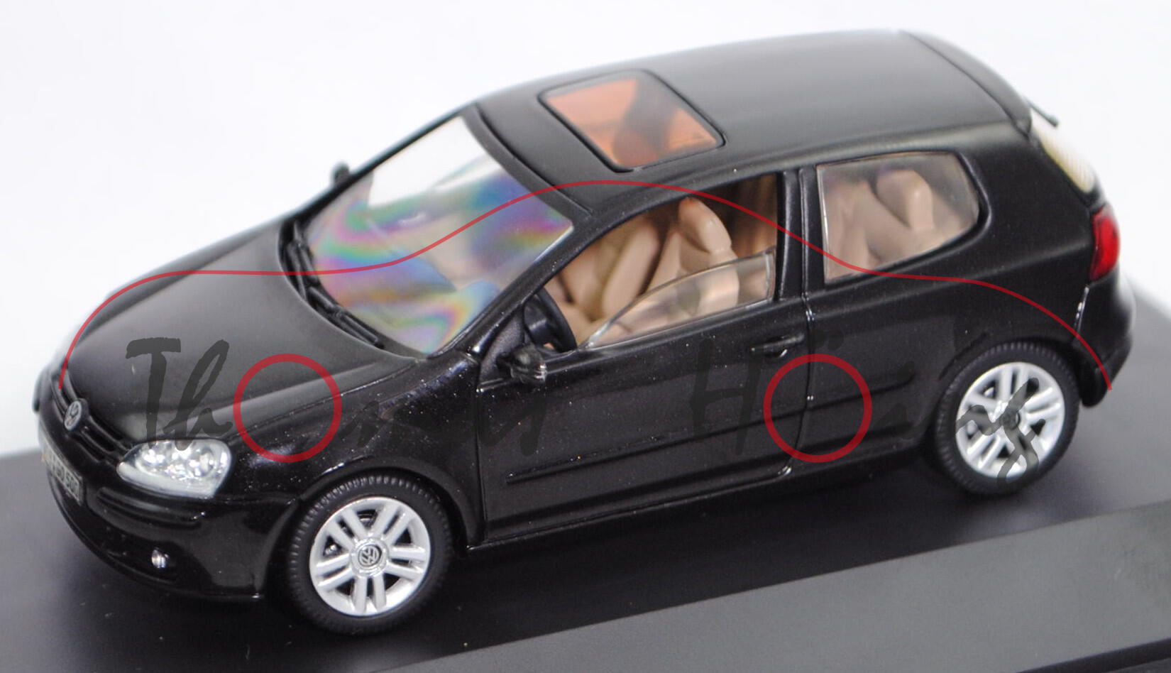 VW Golf V Sportline (Typ 1K, Dreitürer, Modell 2003-2008), black magic perleffekt, Schuco, 1:43, mb