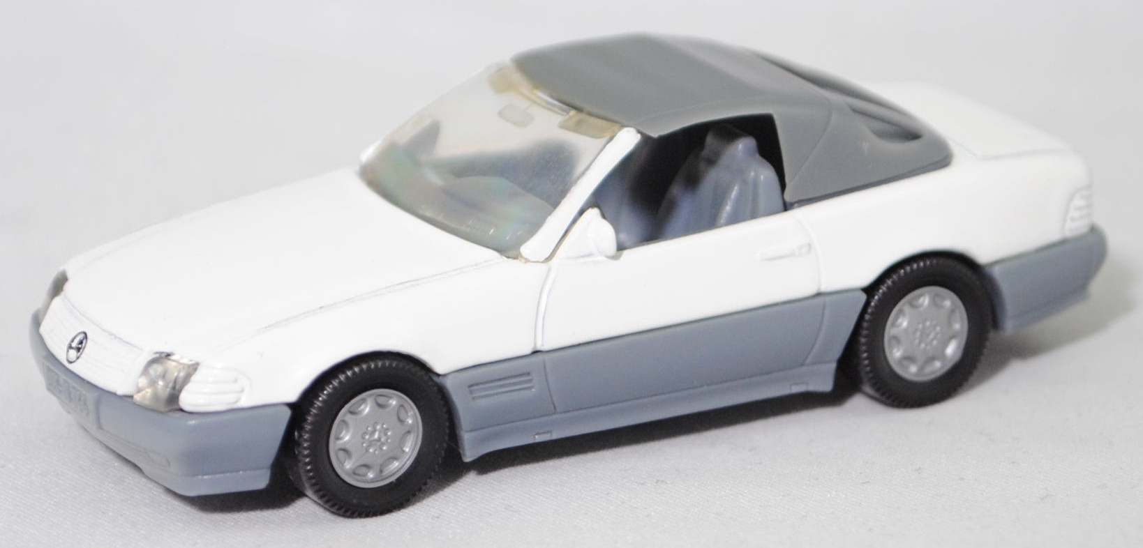 00004 Mercedes-Benz 500 SL mit Verdeck (Hardtop) (R 129, Modell 1989-1992), reinweiß/fehgrau, Scheibe seitlich  reinweiß, Heckklappe ohne Stern, Hong, B7, SIKU SUPER, 1:55, m