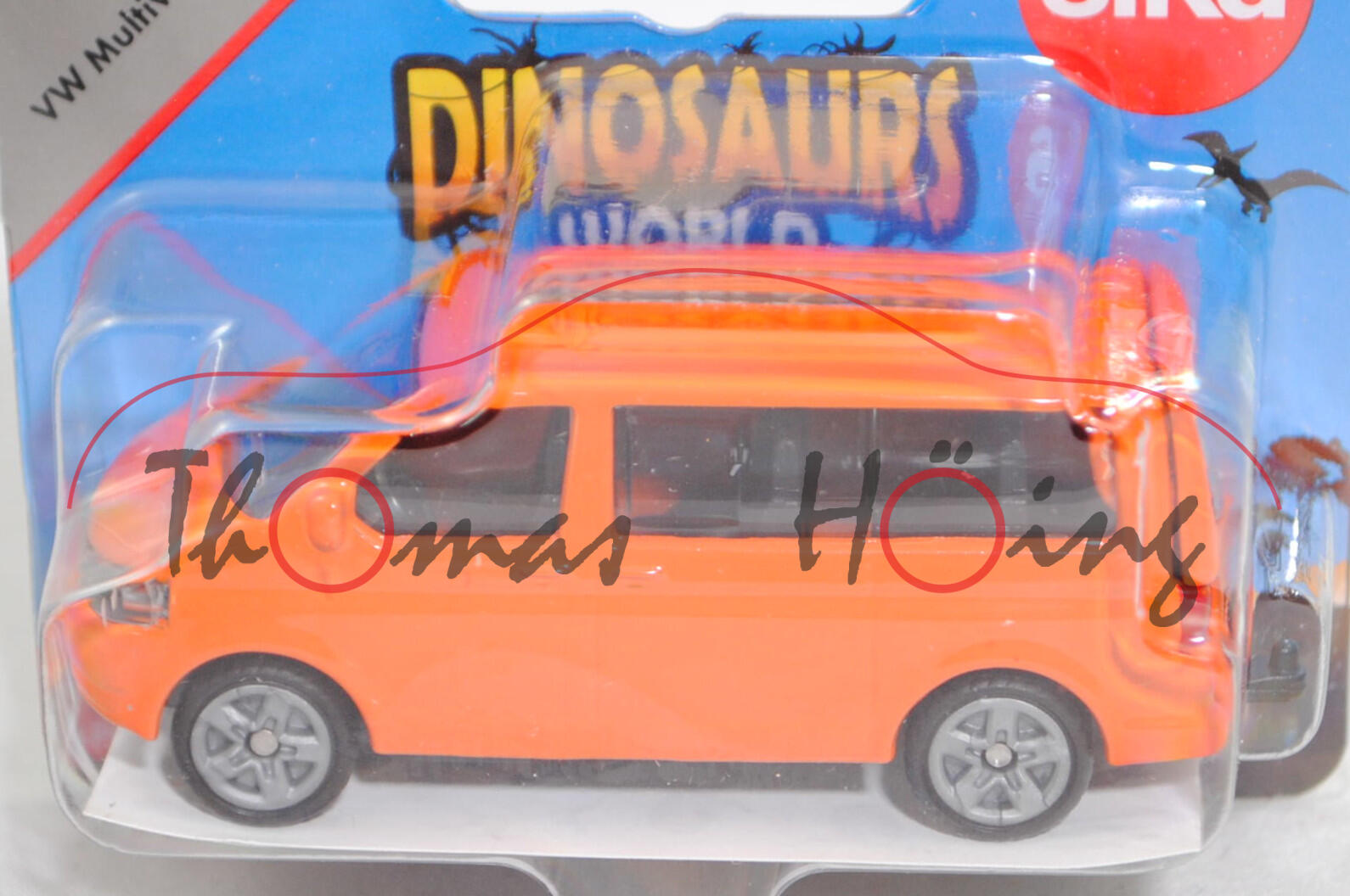 00024 VW T5 facelift Multivan 2.0 TDI (Modell 2009-2015) mit Aufkleber, hell-verkehrsorange, SIKU, 1:61, P29e