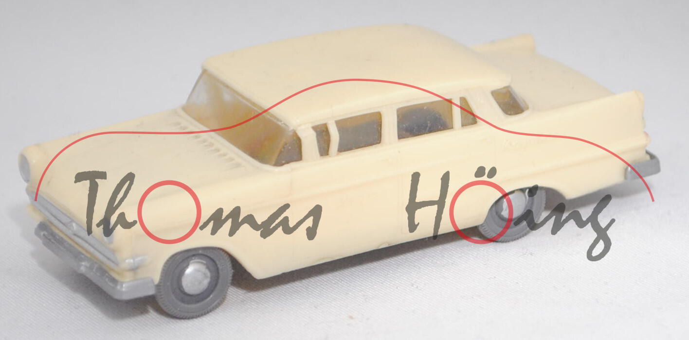 00001 Opel Kapitän P 2,6 (Mod. 59-63), hellelfenbein, A-Säule li. geknickt, Stoßst. vorne rechts weg