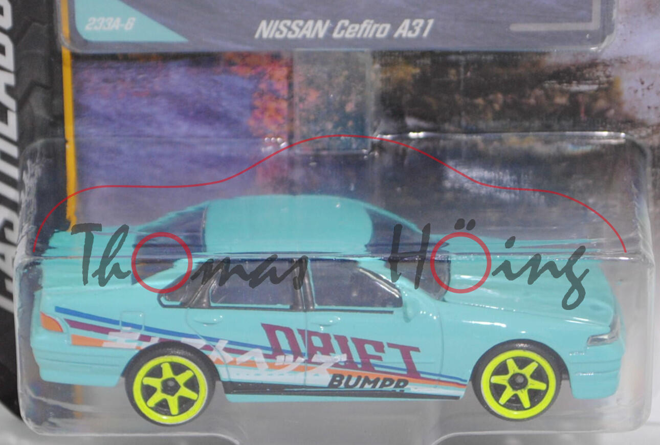 NISSAN Cefiro 2.5 A31 (ECA31, Modell 1988-1994), hell-lichtgrün, Nr. 233A-6, majorette, 1:58, Blister