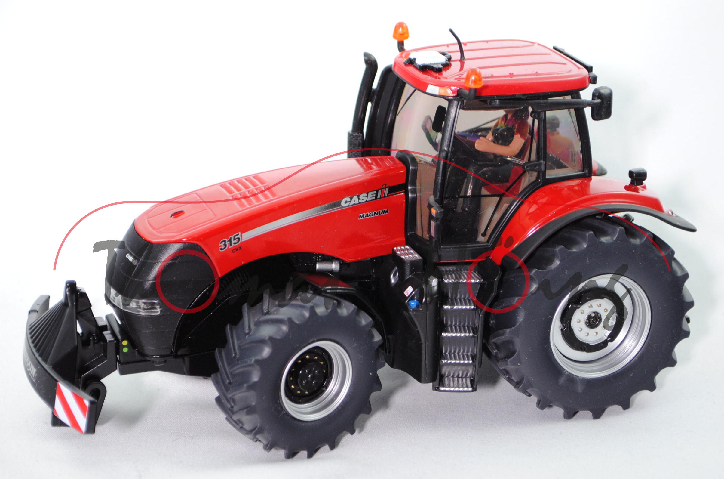 00301 CASE IH Magnum 315 CVX Traktor (Mod. 13-15), karminrot/mattschwarz, mit Fahrerin, NL-Nummernsc