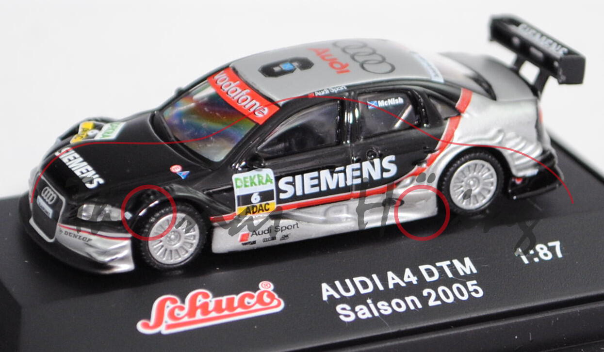 Audi A4 DTM 2005 (B7, Typ 8EC/R12), silber/schwarz, DTM 2005, Allan McNish, Nr. 6, Schuco, 1:87, mb