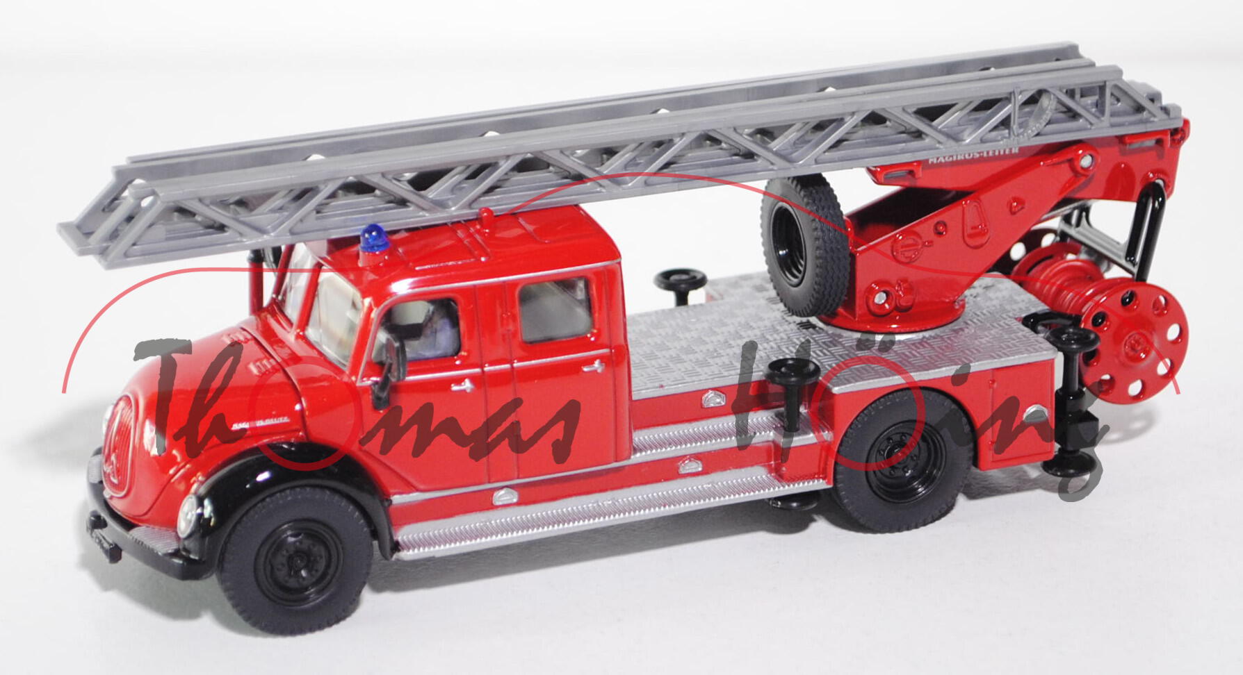 00001 Drehleiter DL 25 auf Fahrgestell Magirus-Deutz (Mod. 1958-1964), rot/schwarz, SIKU, 1:50, L17K