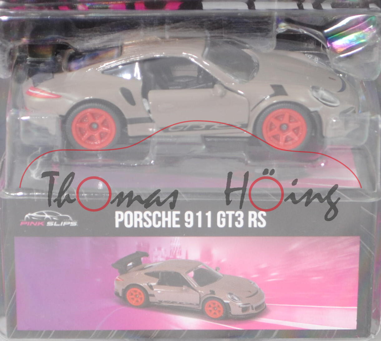 Porsche 911 GT3 RS (Typ 991.1, Modell 15-17), hell-beigegrau, Jada TOYS by majorette, 1:59, Blister