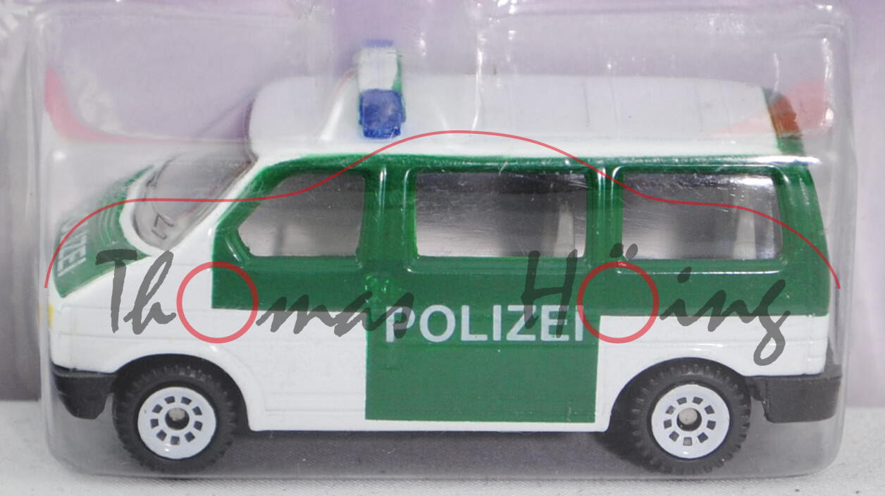 VW T4 Caravelle (Modell 1990-1995) Polizei-Mannschaftswagen, reinweiß/hell-moosgrün, innen lichtgrau