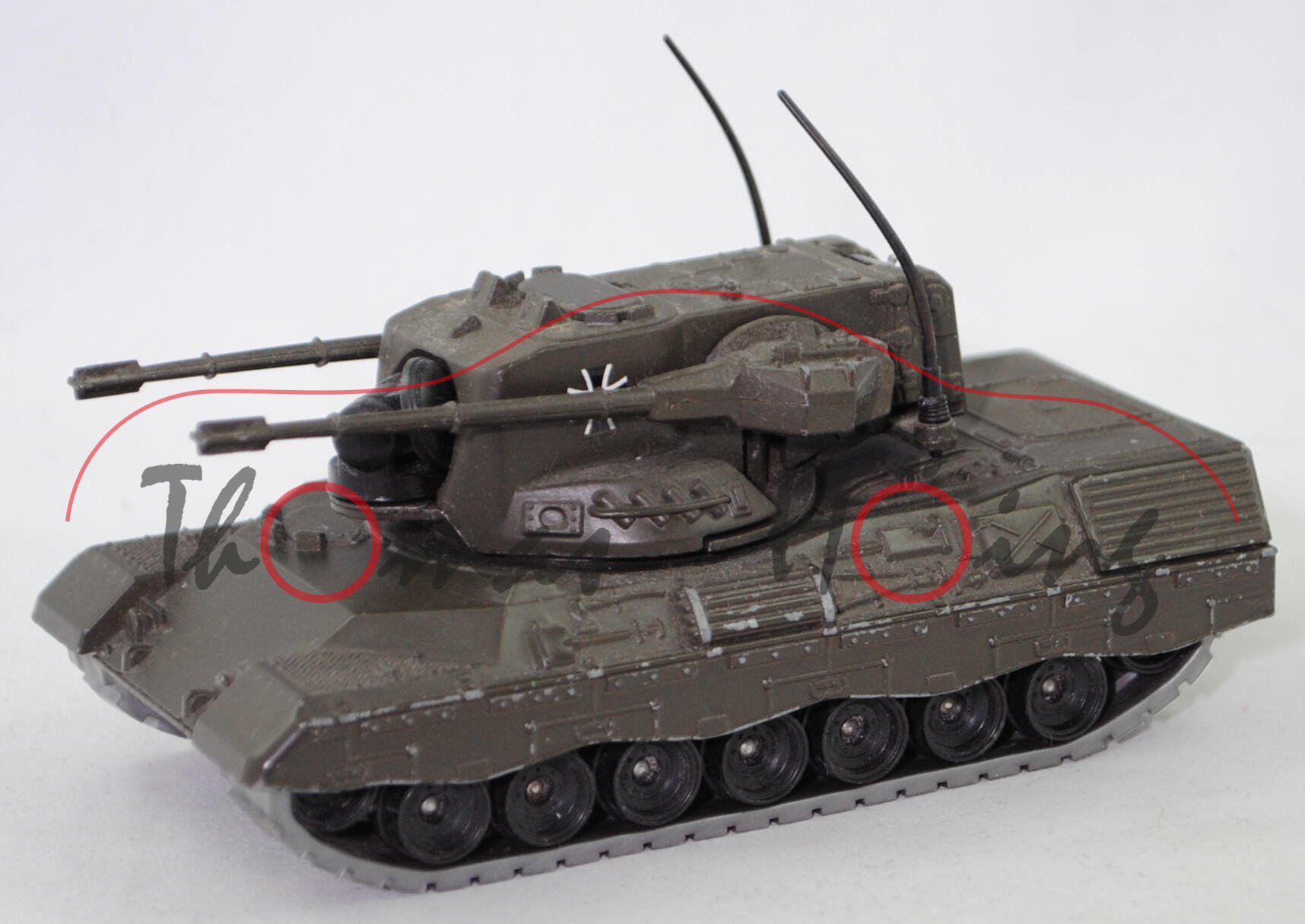 00000 Flugabwehrkanonenpanzer 1 Gepard B2 (Modell 1976-1980), Wanne und Turm sowie Zwillingskanone grauoliv, SIKU, 1:63, m-