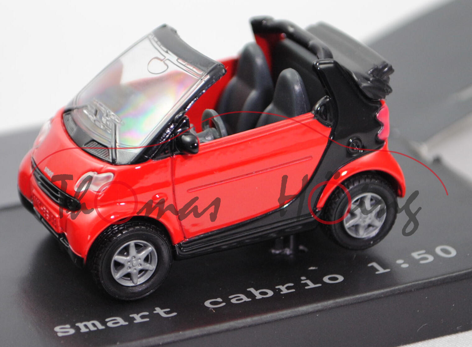 00403 smart fortwo cabrio passion (1. Gen., A 450, Modell 2000-2003), phat red, SIKU, 1:50, Werbebox