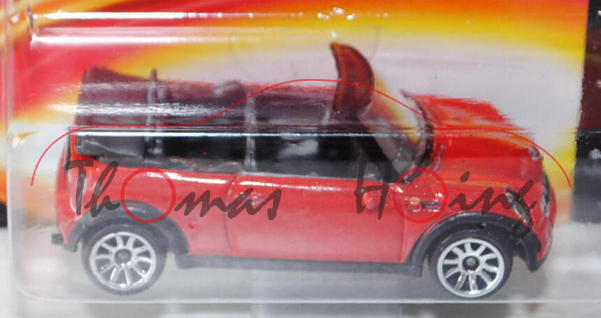 Mini Cooper Cabrio Typ R52 (Nr. 294 E), Modell 2004-2008, karminrot, majorette, 1:55, Blister