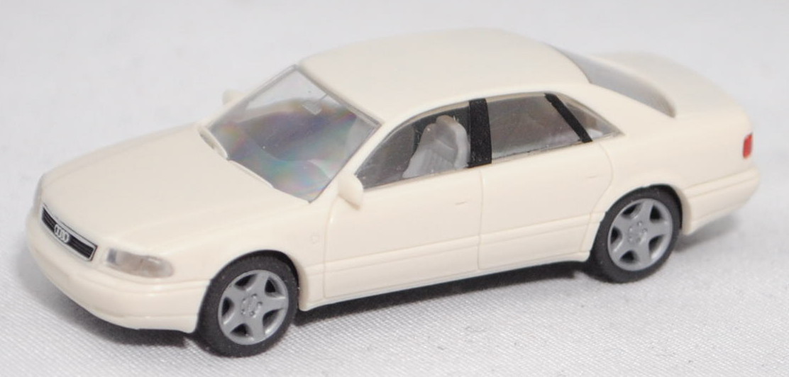 Audi A8 4.2 quattro (1. Gen., D2, Typ 4D, Modell 94-99), weiß (casablanca), Rietze, 1:87, Werbebox