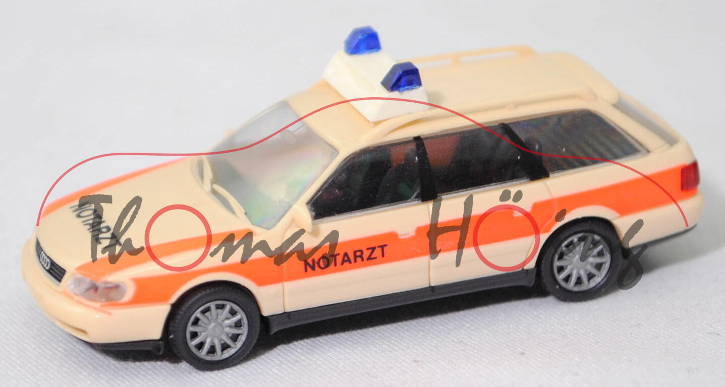 Audi A6 Avant / Audi A6 Avant 2.0 (C4, Typ 4A, Mod. 94-97) Notarzt, hellelfenbein, Rietze, 1:87, mb