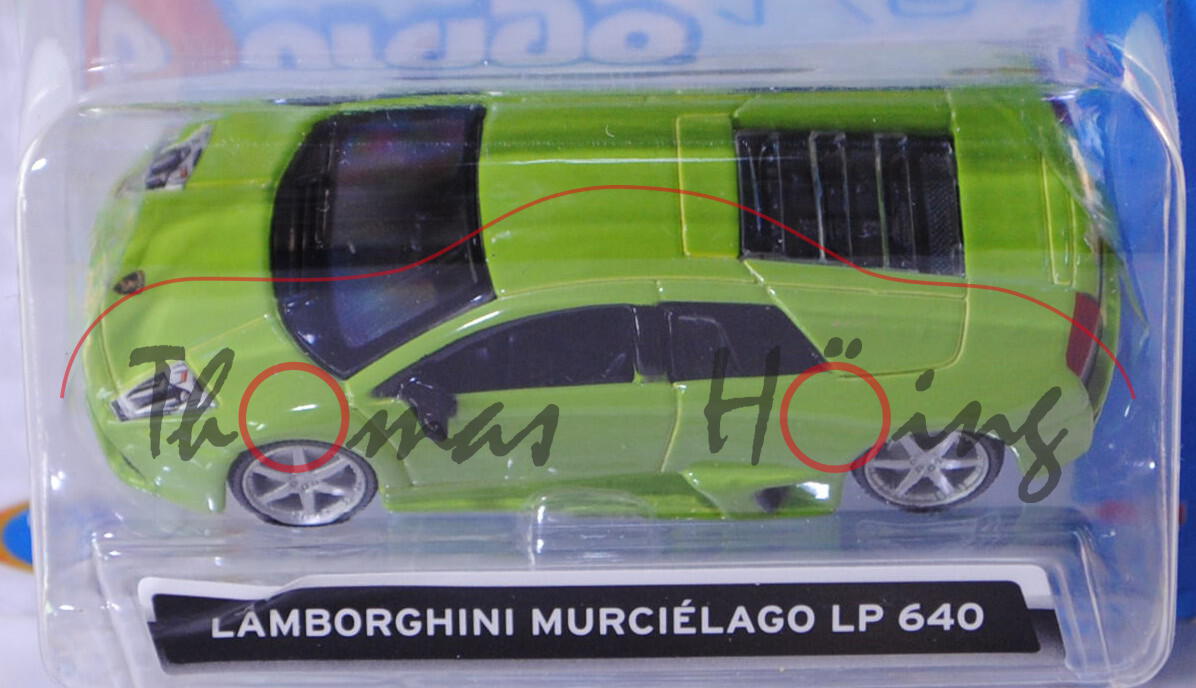 Lamborghini Murciélago LP640 (Modell 2006-2009), hell-gelbgrün, innen schwarz, Bburago, 1:64 (Größe