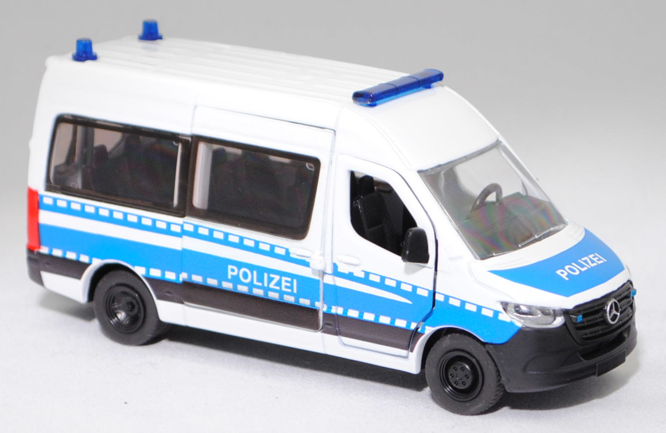 00001 Mercedes-Benz Sprinter III Tourer (W 907, Modell 2018-2021) 319 CDI L2 Bundespolizei Mannschaftswagen, reinweiß, POLIZEI mittig auf der Motorhaube, SIKU SUPER, 1:50, L17mpK