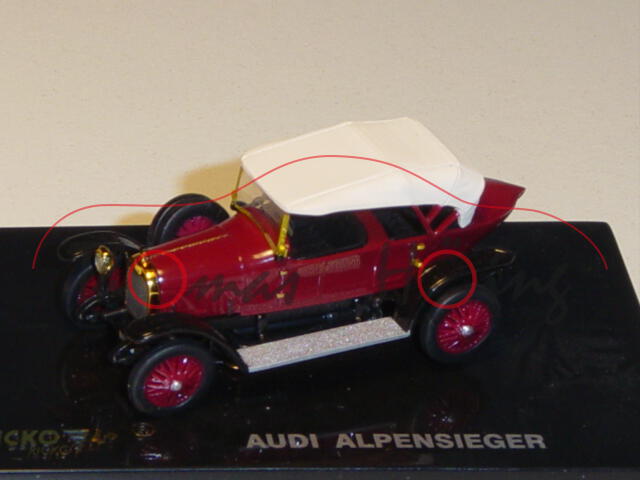 Audi Alpensieger, purpurrot, Verdeck geschlossen, Ricko / Busch, 1:87, PC-Box