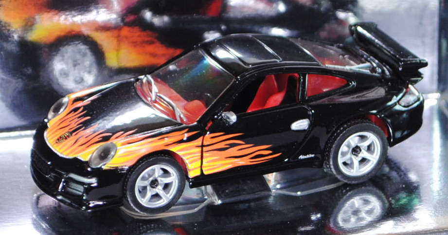 00401 Porsche 911 Carrera S (Typ 997), Modell 2004-2008, schwarz, mit Flammendesign, blackline flame