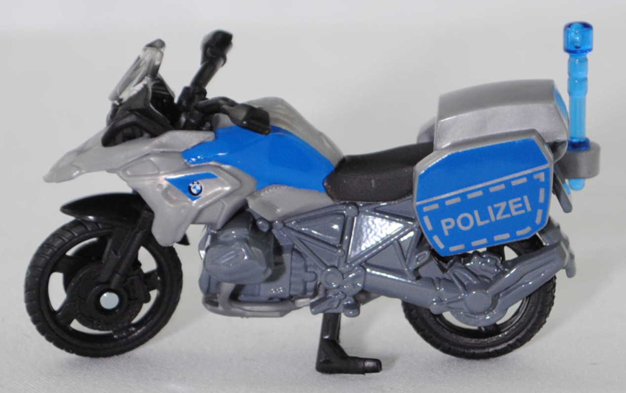 00000 BMW R 1250 GS LCI (5. Generation, Typ K50 (0J91), Facelift 2020, Modell 2020-2023) Polizei Motorrad, silbergrau/basaltgrau, POLIZEI, SIKU SUPER, 1:35, P29f