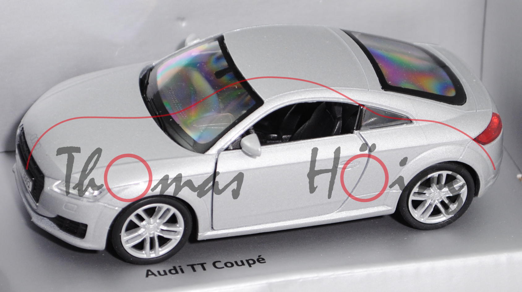 Audi TT Coupé (Typ 8S, Modell 2014-), florettsilber, Pullback, GT-Marketing, 1:38, Werbeschachtel