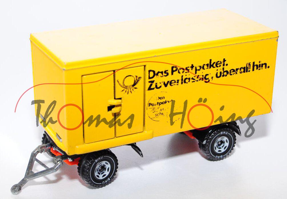 DBP Paketlastzug-Anhänger, signalgelb/schwarz, Das Postpaket. / Zuverlässig, überall hin. / Das / Po