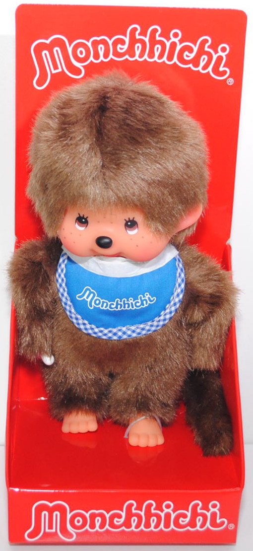 Monchhichi Standard Boy Blue Bib (Junge mit blauem Latz), 20 cm groß, Sekiguchi