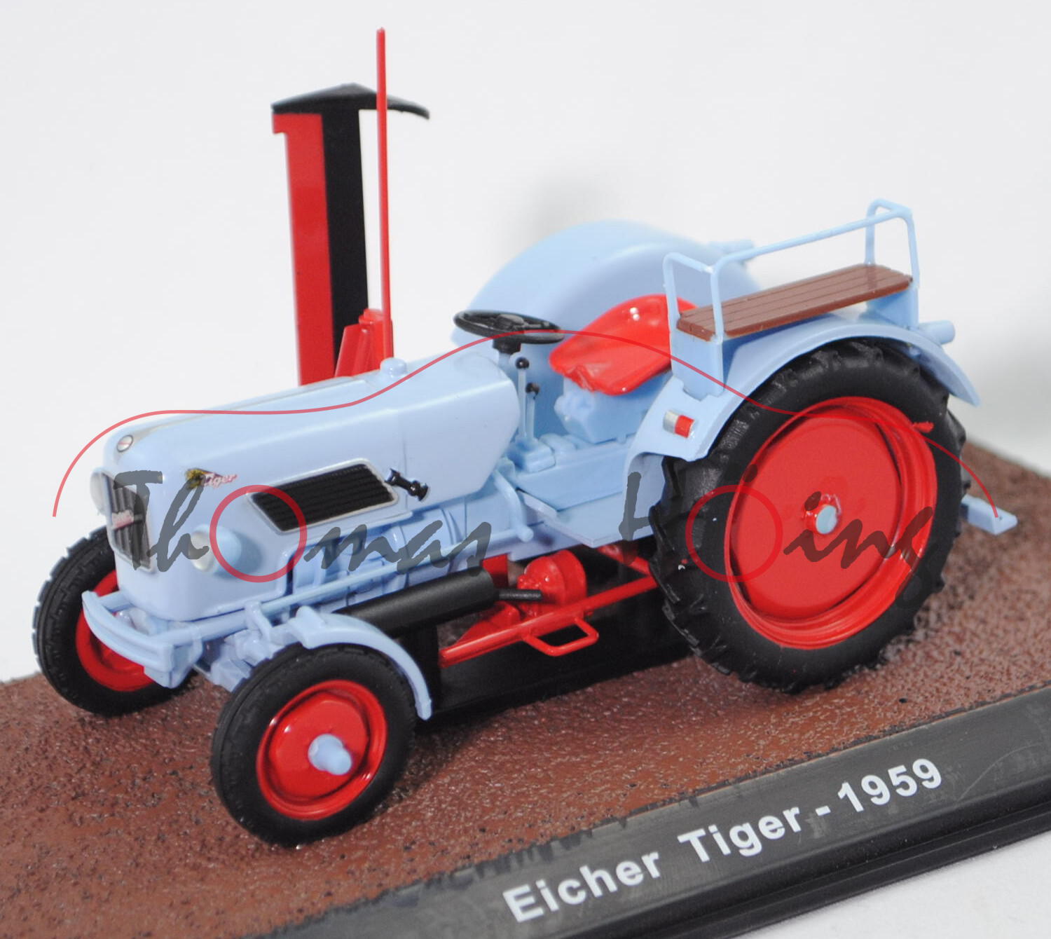 Eicher EM 200 Tiger (Mod. 1958-1962, Baujahr 1959) mit Seitenmähwerk, blau, EDITION ATLAS, 1:32, mb