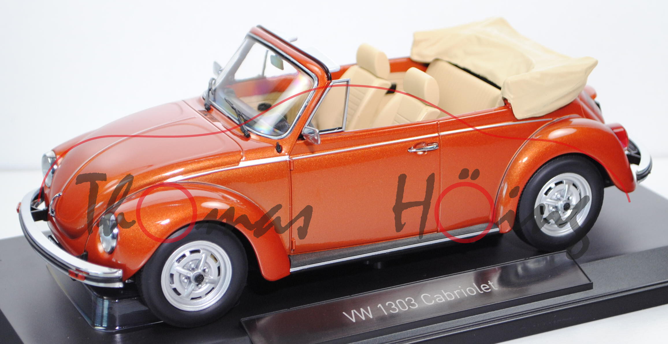 VW 1303 LS Cabriolet (Typ 15, Modell 1974-1980, Baujahr 1976), brasilbraun metallic, Norev, 1:18, mb