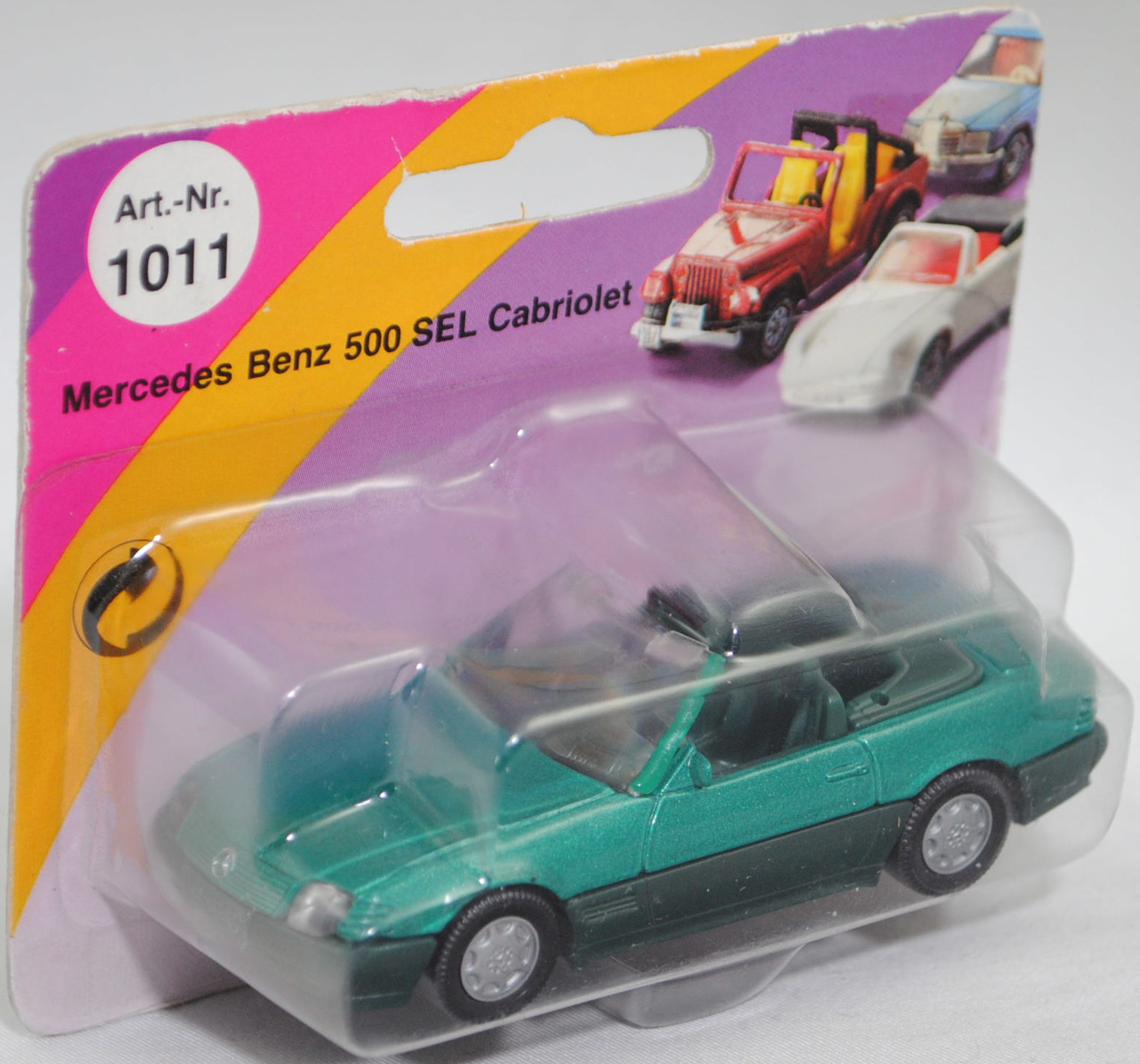 00003 Mercedes-Benz 500 SL (R 129, Modell 1989-1992), türkisgrünmetallic, Stern im Kühlergrill silber, Heckklappe ohne Stern, Hong, B7, SIKU SUPER, 1:55, P23