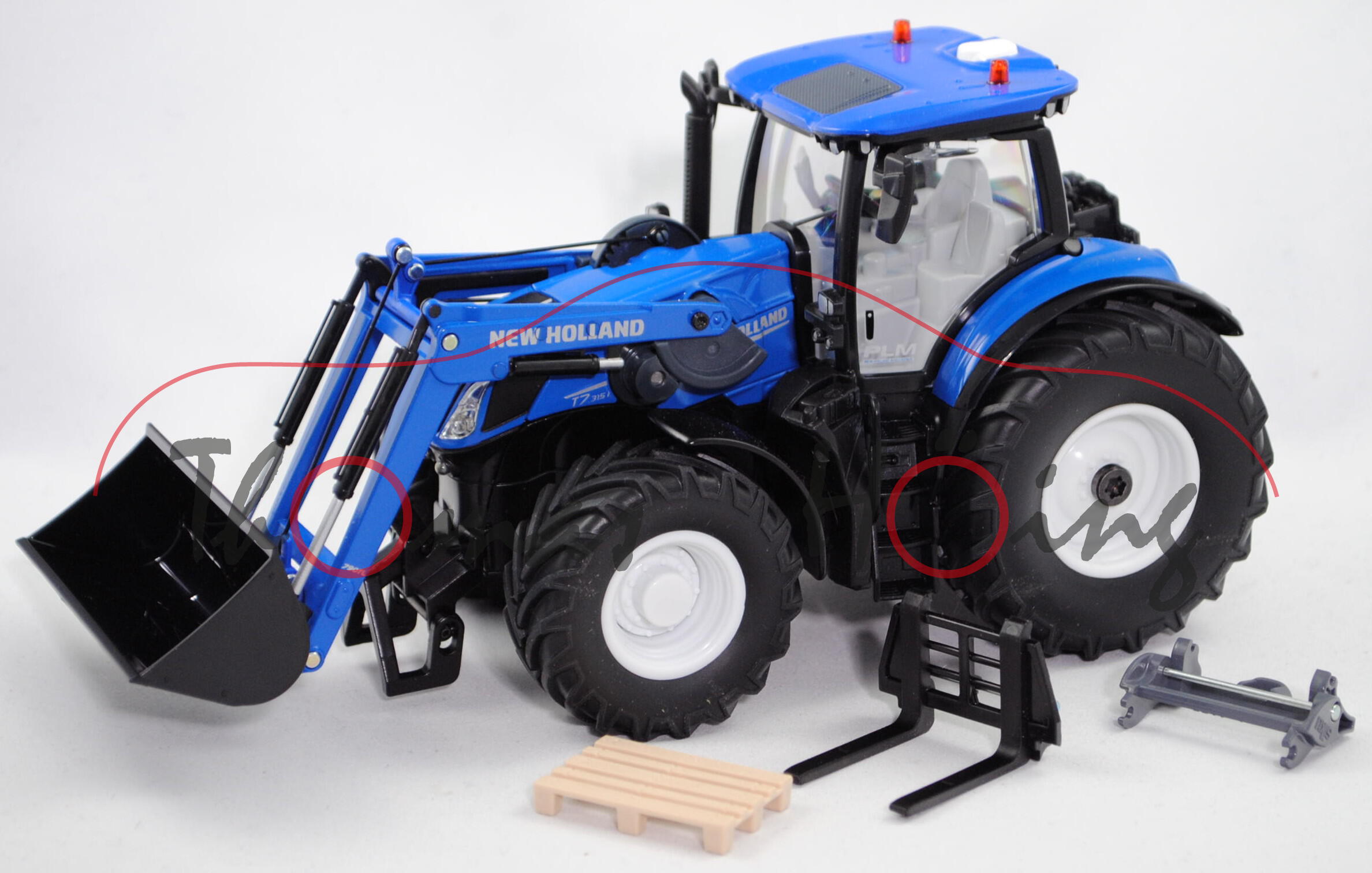 00000 New Holland T7.315 (Modell 2021-) mit Frontlader + App-Steuerung, blau, Siku, 1:32, L18mp