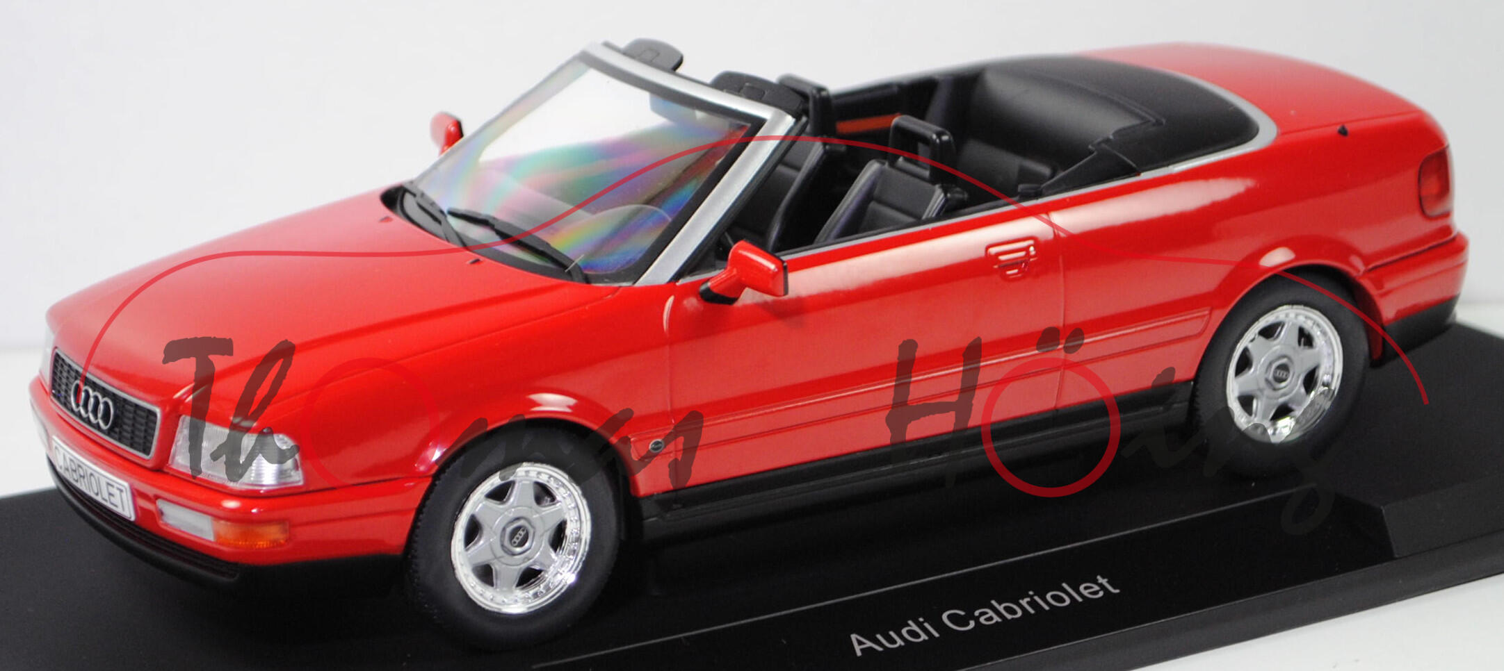 Audi Cabriolet 2.3E (1. Generation, Baureihe B3, Typ 8G, VFL, Modell 1992-1997), laserrot (LY3H), MODELCAR GROUP, 1:18, mb