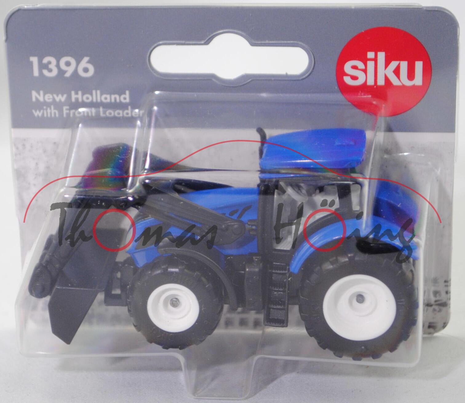 00000 New Holland T7.315 AC (1. Generation, Modell 2015-2021) Traktor mit Frontlader, hell-signalblau/schwarz, SIKU SUPER, 1:79, P29f