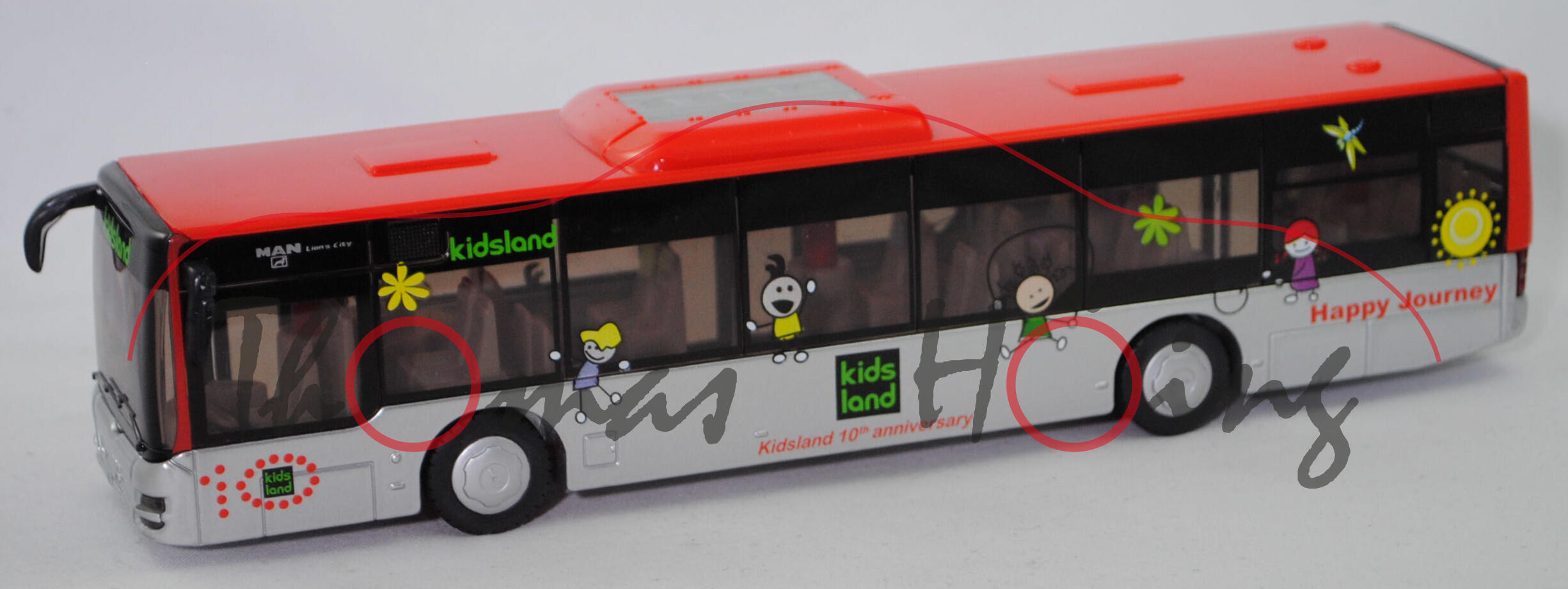 72000 CN MAN Lion's City Solobus (Mod. 04-17), rot/weißalu, Kidsland 10th anniversary, SIKU, L17K