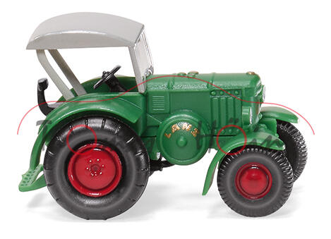 Lanz Ackerluft-Bulldog HR8 D1506 mit Dach (Mod. 37-40 + 50-55), grau/grün, N-Spur, Wiking, 1:160, mb