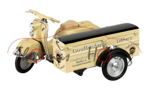 Zündapp Bella mit Kastenwagen, grünbeige, Landbäckerei Lebherz / Bäcker & Konditormeister / täglich 