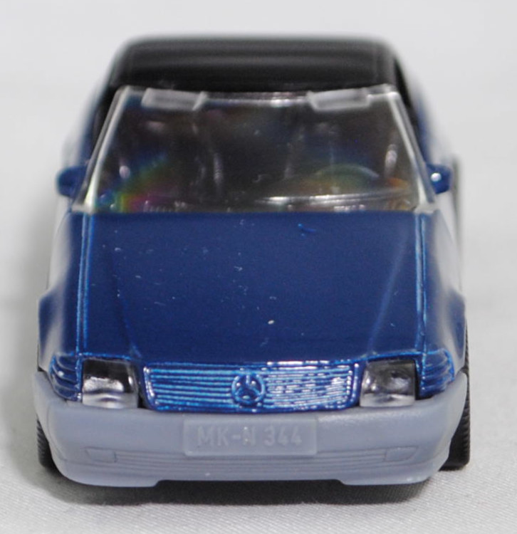 00002 Mercedes-Benz 500 SL mit Verdeck (Hardtop) (R 129, Modell 1989-1992), saphirblau/fehgrau, Scheibe seitlich unlackiert, Heckklappe ohne Stern, Germ, B7, SIKU, 1:55, m